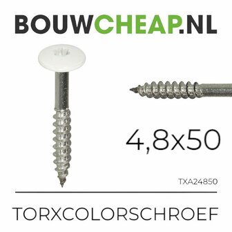 RVS Torxcolorschroef 4,8x50 tbv HPL en Trespa&reg; (100 st)