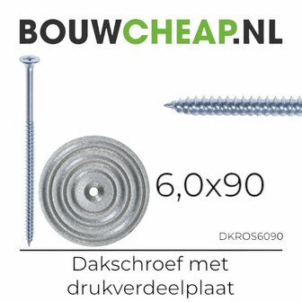 Dakschroeven 6.0x90mm in combinatie met drukverdeelplaat staal 70mm