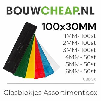 Glasblokjes 100x30mm Assortiment Box 