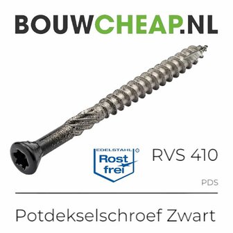 RVS 410 Potdekselschroeven 5.0x100mm Zwart - 100 stuks