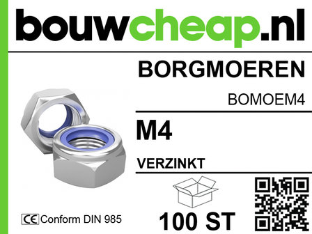 Borgmoer verzinkt M4 DIN 985