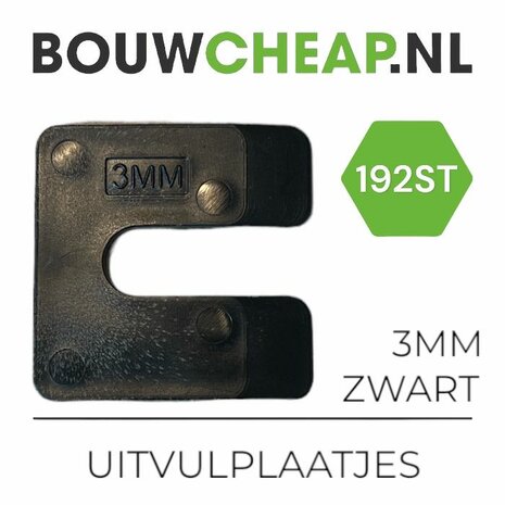 Uitvulplaatjes 3mm Zwart - box 192 stuks