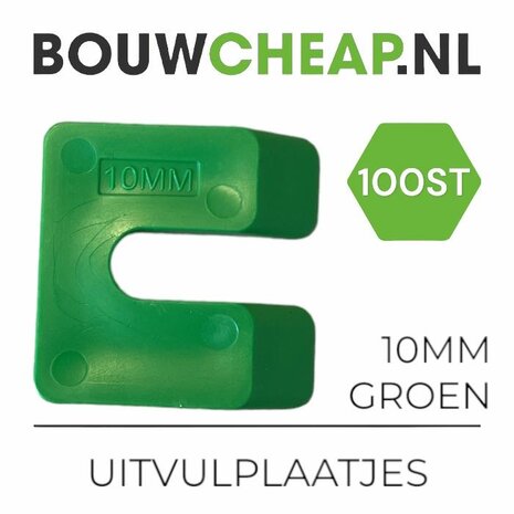  Uitvulplaatjes 10mm Groen - PP-zak 100 stuks