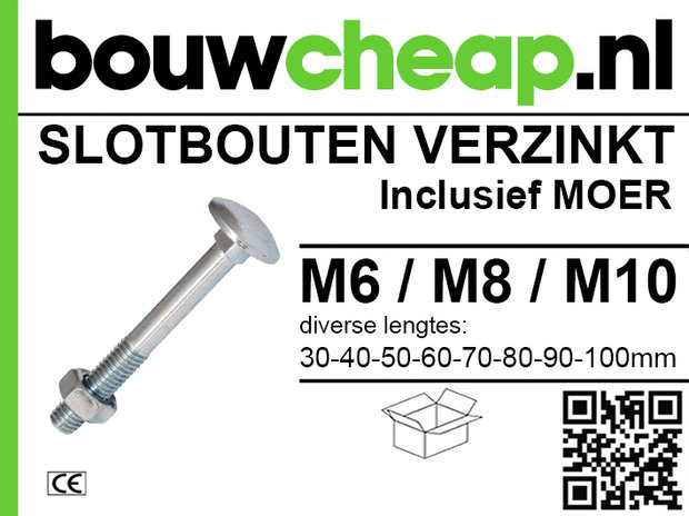 Slotbout Verzinkt M10x140mm DIN603  ( 50 st )